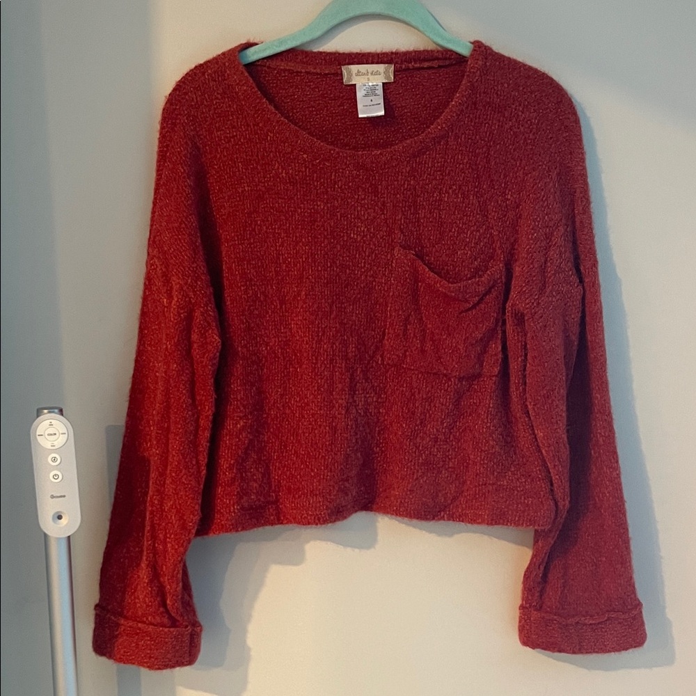 Altar'd State Deep Red Knit Hoodie